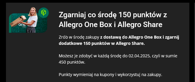 150 punktów za zakupy w środy z dostawą do Allegro Box One