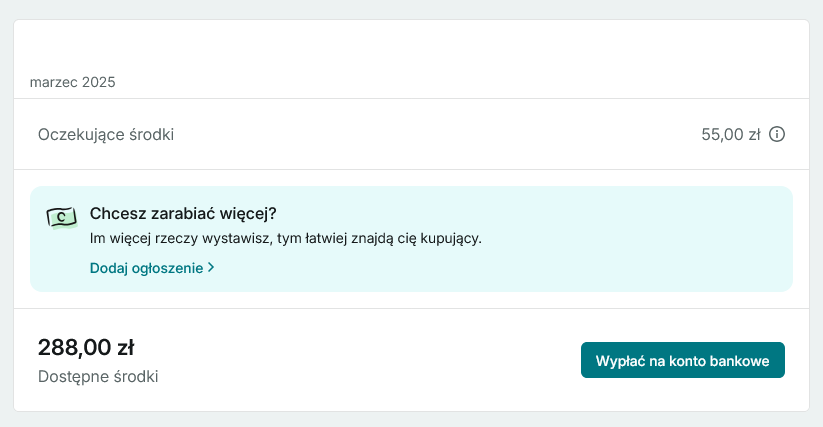 Wypłata środków na konto w banku